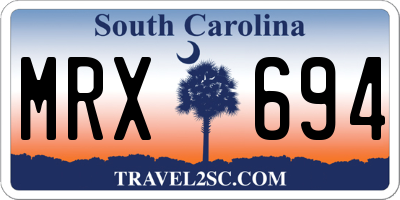 SC license plate MRX694