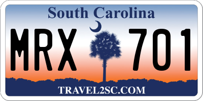 SC license plate MRX701
