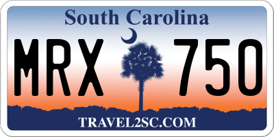 SC license plate MRX750