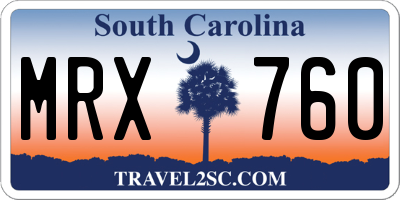 SC license plate MRX760