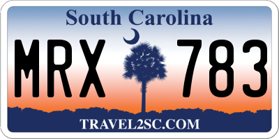SC license plate MRX783