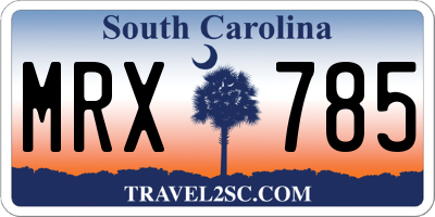 SC license plate MRX785