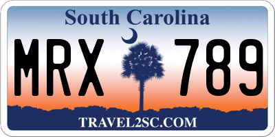 SC license plate MRX789