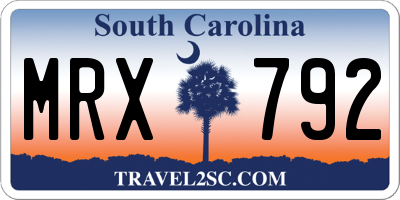 SC license plate MRX792