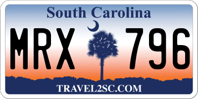 SC license plate MRX796