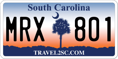 SC license plate MRX801