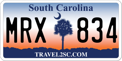 SC license plate MRX834