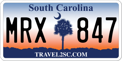 SC license plate MRX847