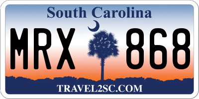 SC license plate MRX868