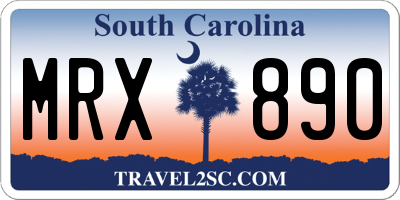 SC license plate MRX890