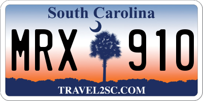 SC license plate MRX910