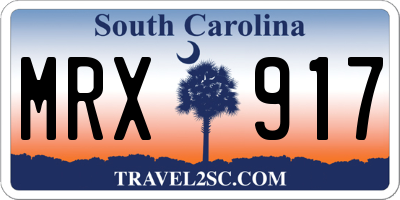 SC license plate MRX917