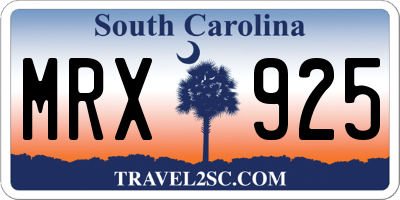 SC license plate MRX925