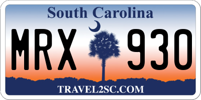 SC license plate MRX930