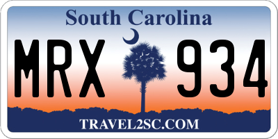SC license plate MRX934