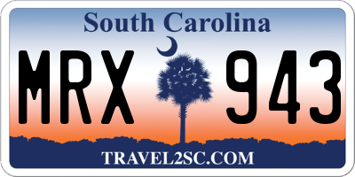 SC license plate MRX943