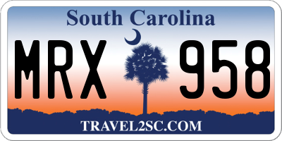 SC license plate MRX958