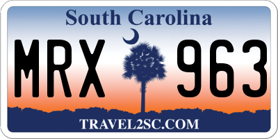 SC license plate MRX963