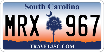 SC license plate MRX967