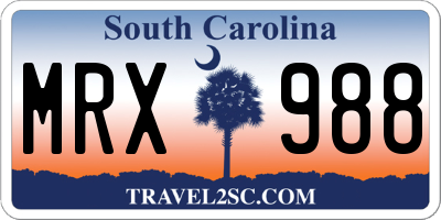 SC license plate MRX988