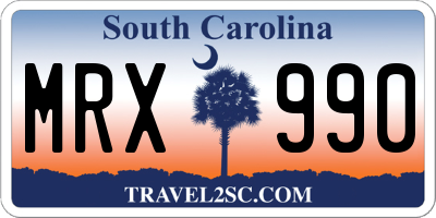 SC license plate MRX990