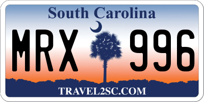 SC license plate MRX996