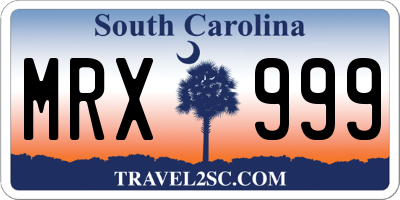 SC license plate MRX999