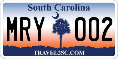 SC license plate MRY002