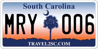 SC license plate MRY006