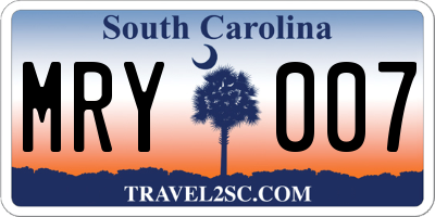 SC license plate MRY007