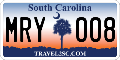 SC license plate MRY008