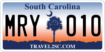 SC license plate MRY010