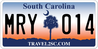 SC license plate MRY014