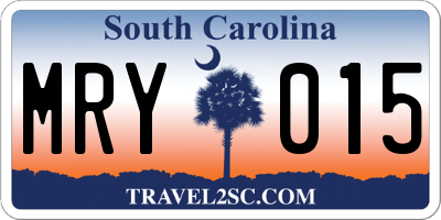 SC license plate MRY015