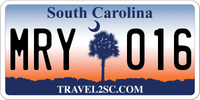 SC license plate MRY016