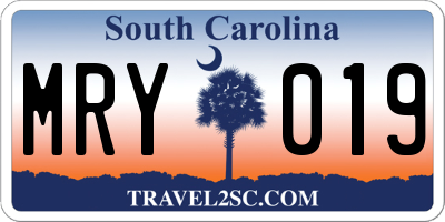 SC license plate MRY019