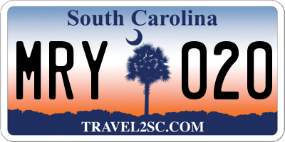 SC license plate MRY020
