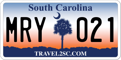SC license plate MRY021