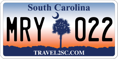 SC license plate MRY022