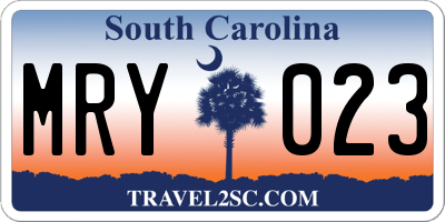 SC license plate MRY023