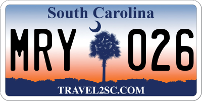 SC license plate MRY026