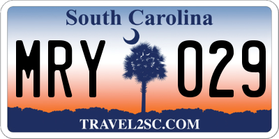 SC license plate MRY029