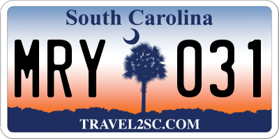 SC license plate MRY031