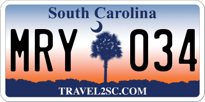SC license plate MRY034