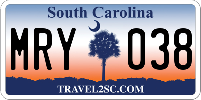 SC license plate MRY038