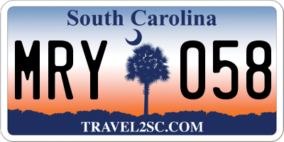 SC license plate MRY058