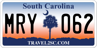 SC license plate MRY062