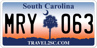 SC license plate MRY063