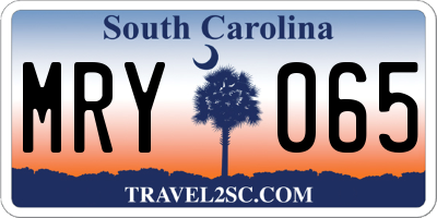 SC license plate MRY065