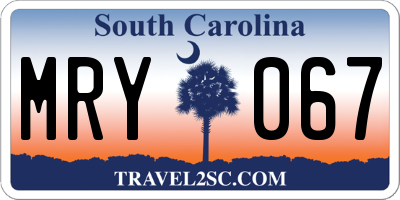 SC license plate MRY067